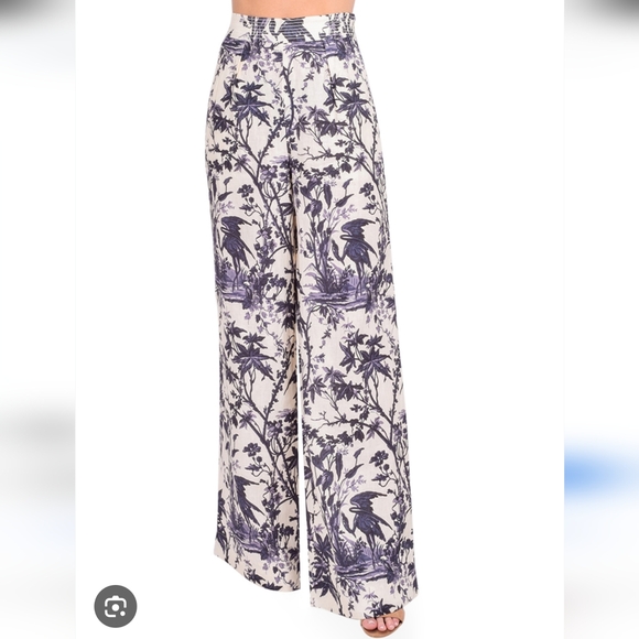 $390 CARA CARA Josephine Palazzo Wide Leg Floral Pants Size 2 - Picture 1 of 10